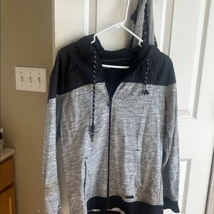Ocean Current Men's Heather Gray and Black Zip-Up Hoodie